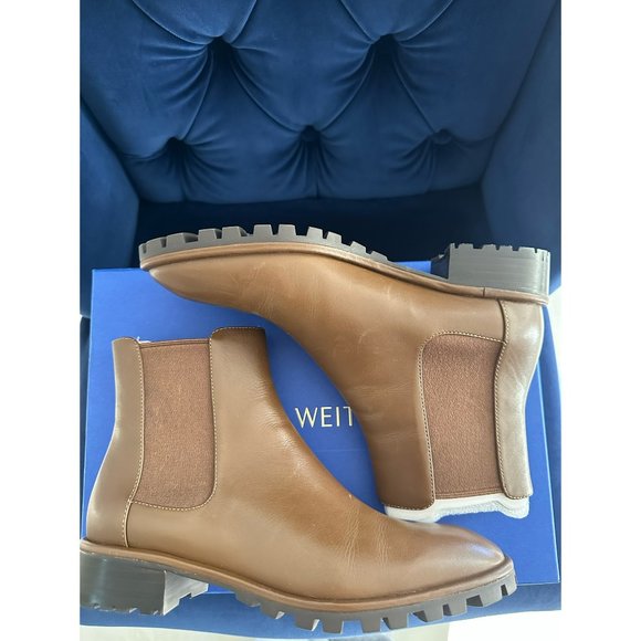 NWB Stuart Weitzman Laine Chelsea Bootie Brown | Size 7B - Picture 1 of 10